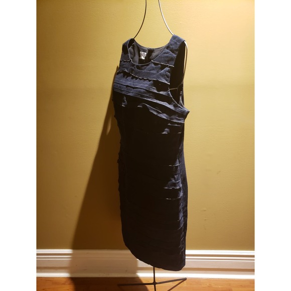 London Times Womens Cocktail Dress Black Tiered Ruffle Sleeveless Size 16 - Picture 2 of 7